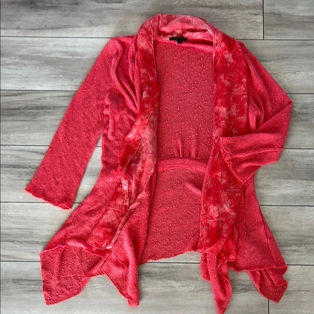 Alberto Makali Vibrant Coral Pink Open front Cardigan size large
